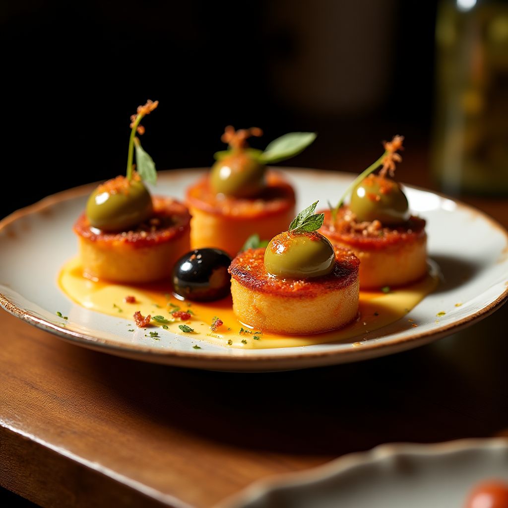Variedad de tapas con un toque futurista.